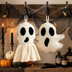Halloween Ghost Plush Toys Set 2pcs Cute Spooky Ghost Decorative Cushions with Hanging Loops for Party Decor