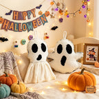 Halloween Ghost Plush Toys Set 2pcs Cute Spooky Ghost Decorative Cushions with Hanging Loops for Party Decor