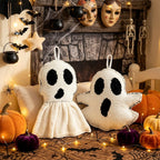 Halloween Ghost Plush Toys Set 2pcs Cute Spooky Ghost Decorative Cushions with Hanging Loops for Party Decor