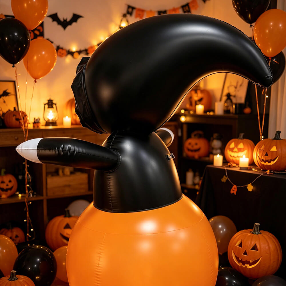 Halloween Inflatable Skull Pumpkin Tumbler with Light Halloween Decoration Inflatable Ornament for Indoor and Outdoor