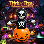 Halloween Inflatable Skull Pumpkin Tumbler with Light Halloween Decoration Inflatable Ornament for Indoor and Outdoor