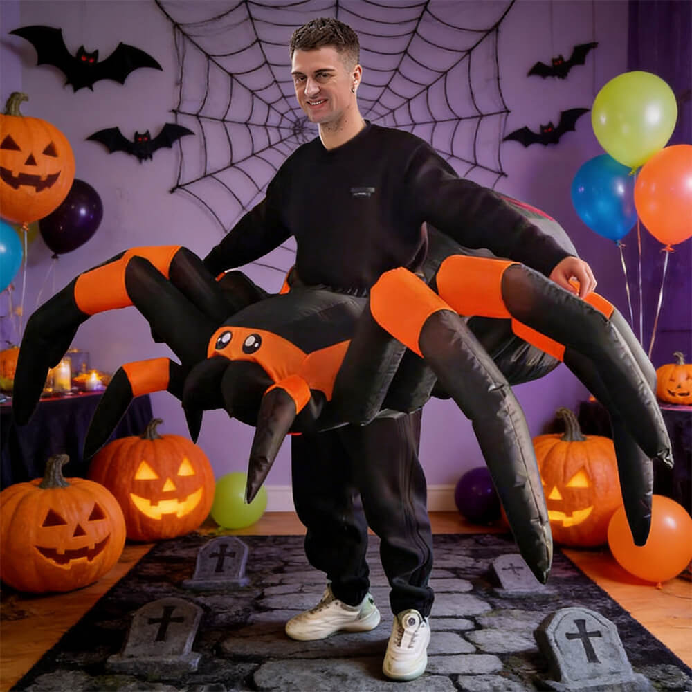 Halloween Inflatable Spider Costume Riding Blow up Cosplay for Adults and Kids