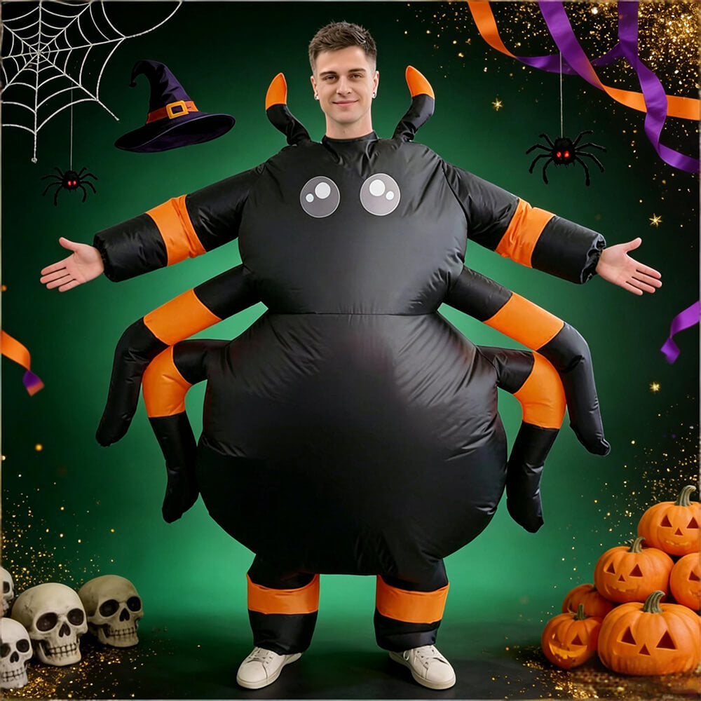 Halloween Inflatables Spider Costume Funny Blow up Cosplay Jumpsuit for Adult and Kids