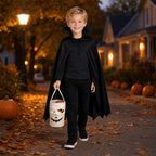 Halloween LED Mummy Candy Bucket with Handle Spooky Monster Face Reusable Halloween Candy Basket