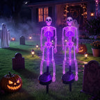 Halloween Light 2pcs Solar Powered Skeleton Stake Lights 3D Realistic Bone LED Skeleton Yard Decor