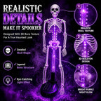 Halloween Light 2pcs Solar Powered Skeleton Stake Lights 3D Realistic Bone LED Skeleton Yard Decor