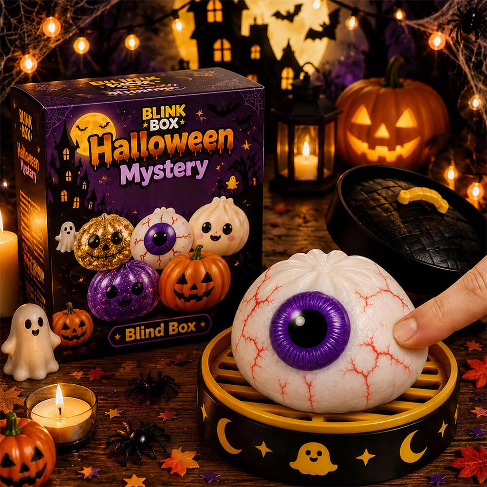 3.35'' Halloween Mystery Blind Box 5pcs Squishy Toy with Steamer Box Cute Squeeze Toys for Kids and Adults