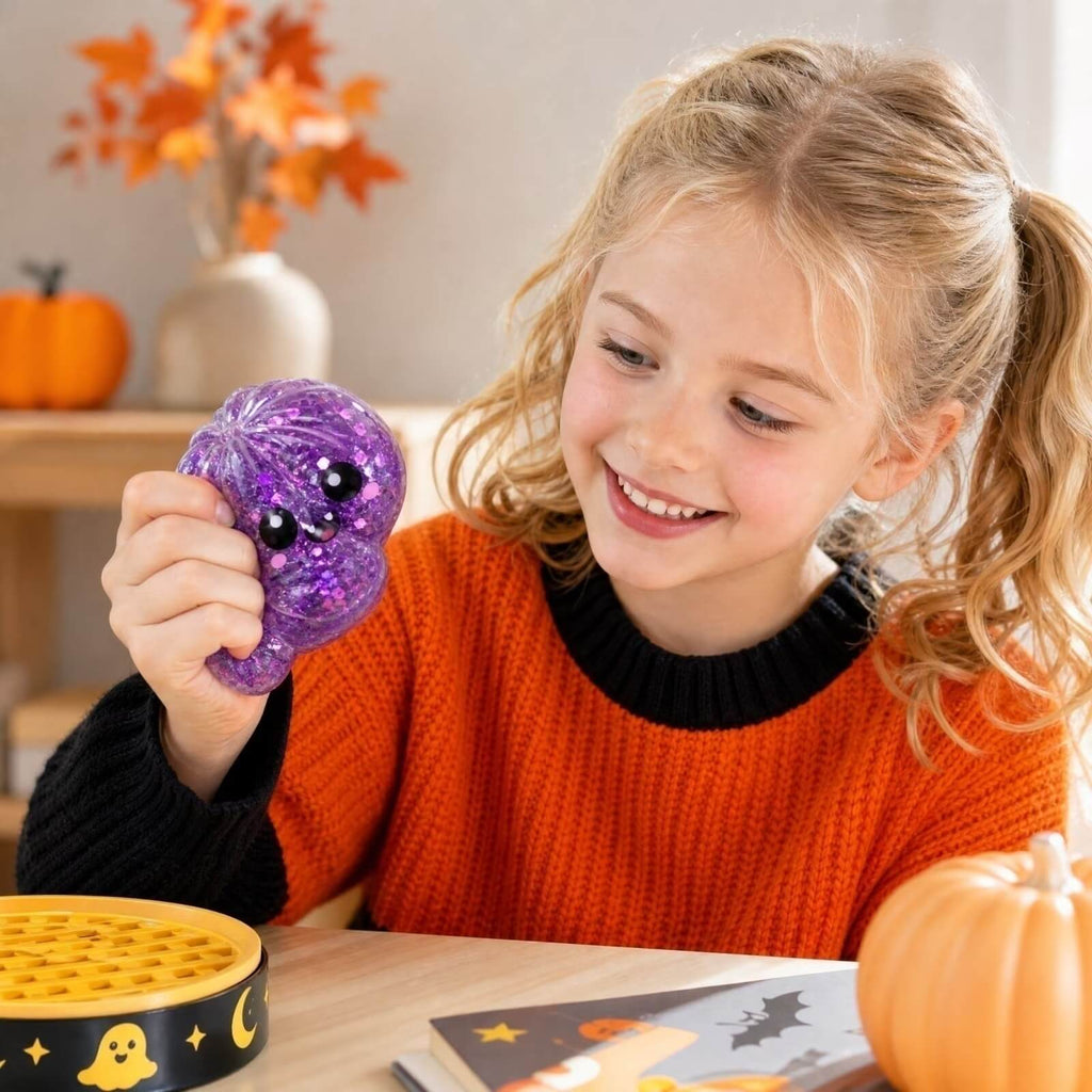 3.35'' Halloween Dumpling Squishy with Steamer Box Mystery Blind Box Cute Squishy Toy for Kids 14+ and Adults