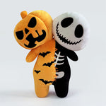 9.8'' Halloween Plush Toy Glow in the Dark Double Head Toy Luminous Pumpkin Skull Bat Ghost Toy