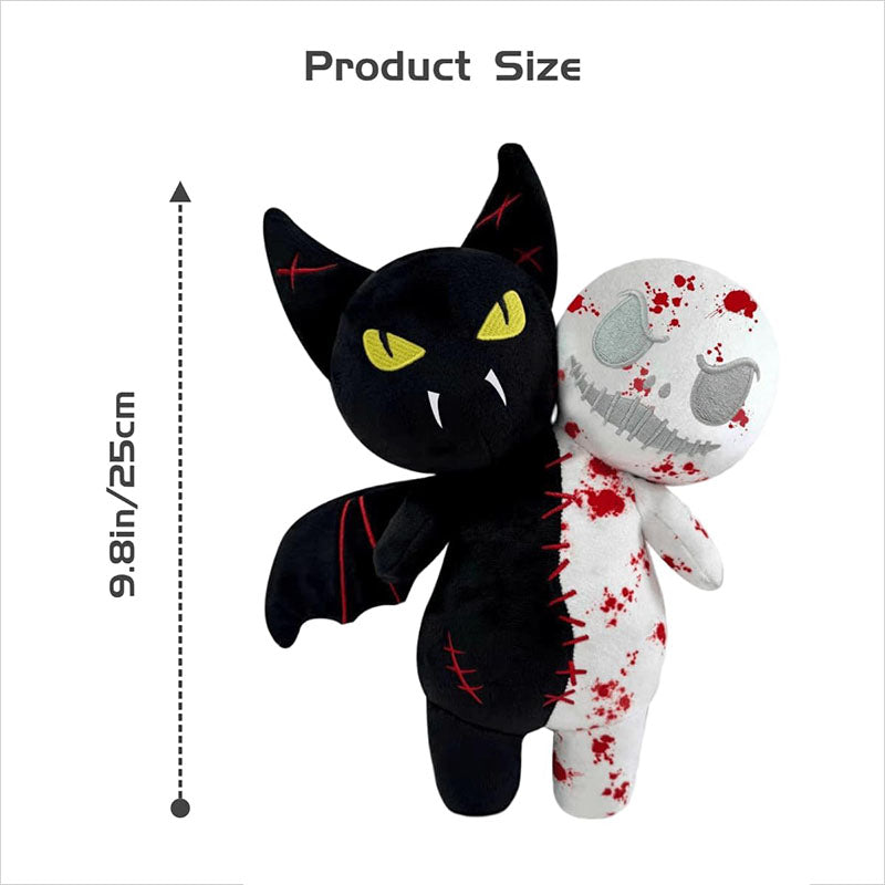 9.8'' Halloween Plush Toy Glow in the Dark Double Head Toy Luminous Pumpkin Skull Bat Ghost Toy