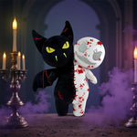 9.8'' Halloween Plush Toy Glow in the Dark Double Head Toy Luminous Pumpkin Skull Bat Ghost Toy