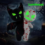 9.8'' Halloween Plush Toy Glow in the Dark Double Head Toy Luminous Pumpkin Skull Bat Ghost Toy