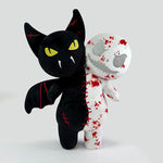 9.8'' Halloween Plush Toy Glow in the Dark Double Head Toy Luminous Pumpkin Skull Bat Ghost Toy