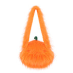 19.68'' Halloween Plush Toy Pumpkin Candy Bag Fluffy Plush Pumpkin Shoulder Handbag for Halloween Party Supplies