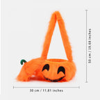 19.68'' Halloween Plush Toy Pumpkin Candy Bag Fluffy Plush Pumpkin Shoulder Handbag for Halloween Party Supplies