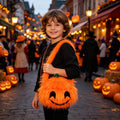 19.68'' Halloween Plush Toy Pumpkin Candy Bag Fluffy Plush Pumpkin Shoulder Handbag for Halloween Party Supplies
