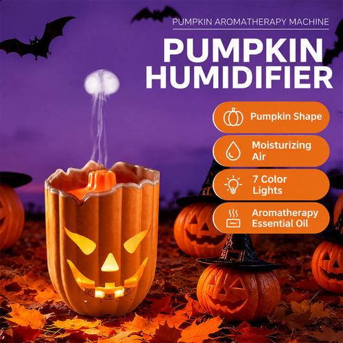 6.5'' Halloween Pumpkin Humidifier Jellyfish Mist Aroma Diffuser with Remote Control and Ambient Light