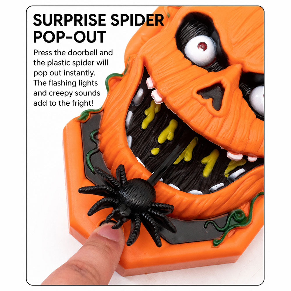 Halloween Scary Doorbell With Pop‑up Spider Flashing LED Eyes and Spooky Sound Effects for Home Decor