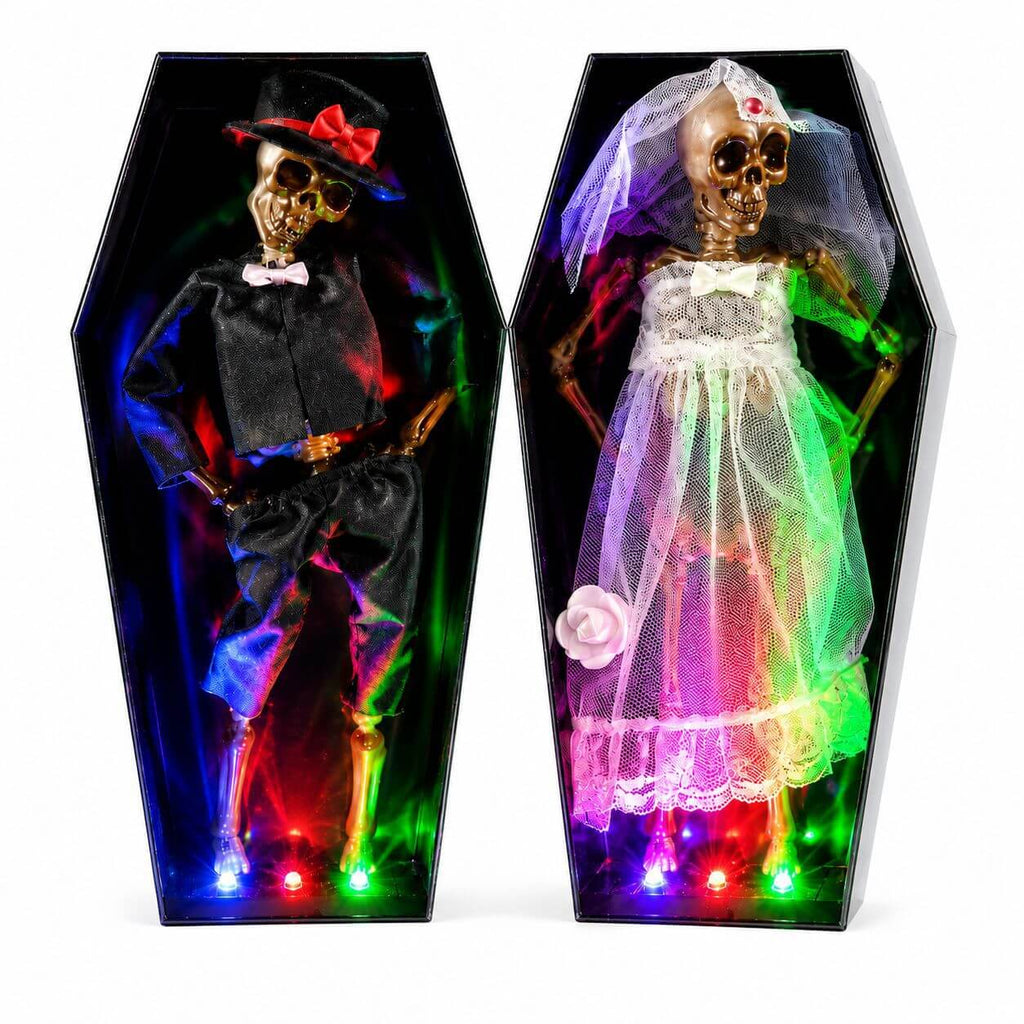 Halloween Skeleton Dancing Coffin Skeleton with Lights and Music for Halloween Decoration