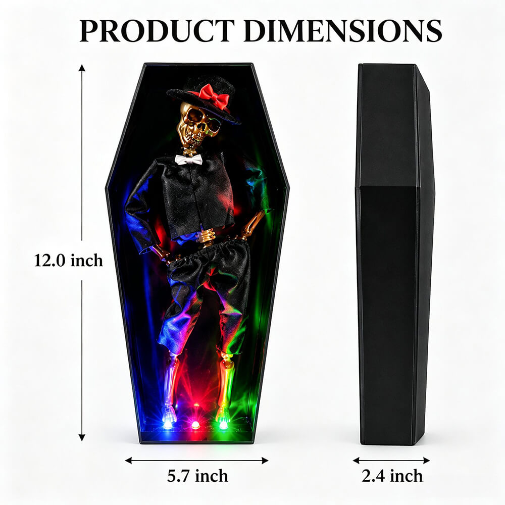 Halloween Skeleton Dancing Coffin Skeleton with Lights and Music for Halloween Decoration