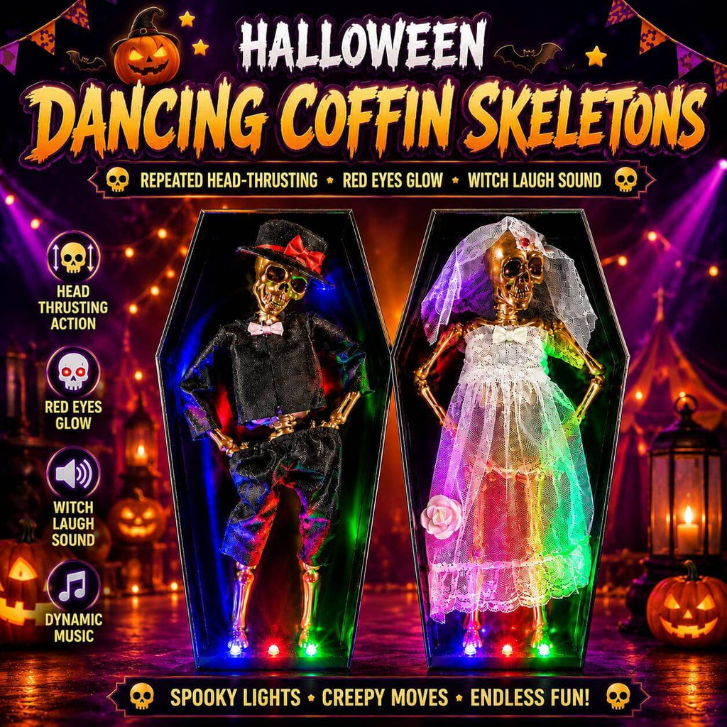 Halloween Skeleton Dancing Coffin Skeleton with Lights and Music for Halloween Decoration