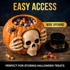 Halloween Skull Pumpkin Candy Jar with Removable Lid Spooky Skeleton Hand Pumpkin Treat Jar for Party Decor
