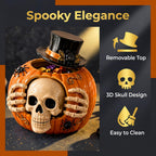Halloween Skull Pumpkin Candy Jar with Removable Lid Spooky Skeleton Hand Pumpkin Treat Jar for Party Decor