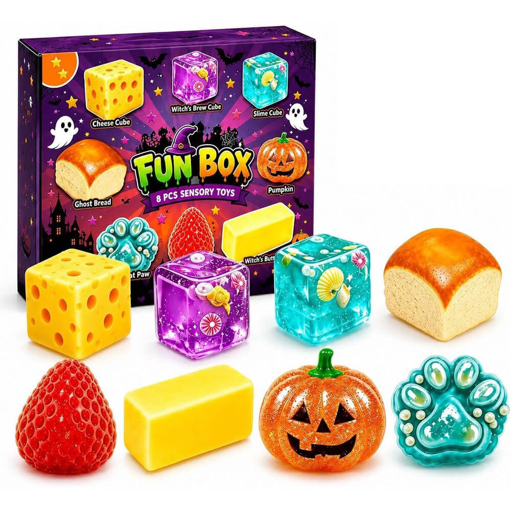 Halloween Squishies 8pcs Slow Rebound Squishy Toy Set Stress Relief Sensory Toys Gift Box for Kids and Adults