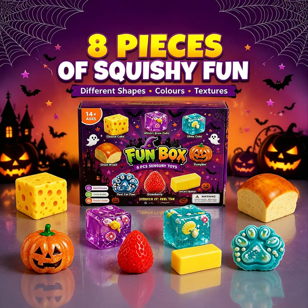 Halloween Squishies 8pcs Slow Rebound Squishy Toy Set Stress Relief Sensory Toys Gift Box for Kids and Adults