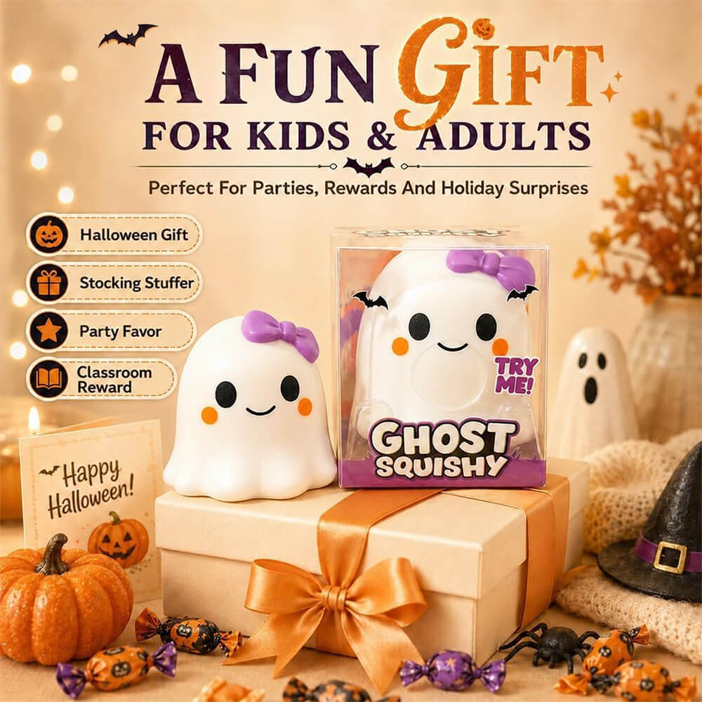 5.12'' Halloween Squishies Cute Ghost Squishy Toy Stress Relief Silicone Fidget Toy for Party Favors & Gifts