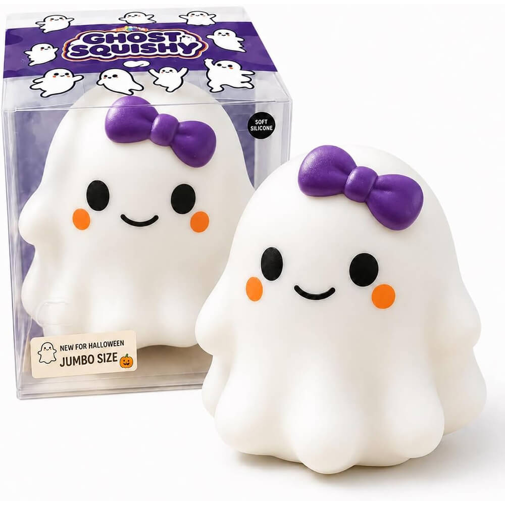 5.12'' Halloween Squishies Cute Ghost Squishy Toy Stress Relief Silicone Fidget Toy for Party Favors & Gifts