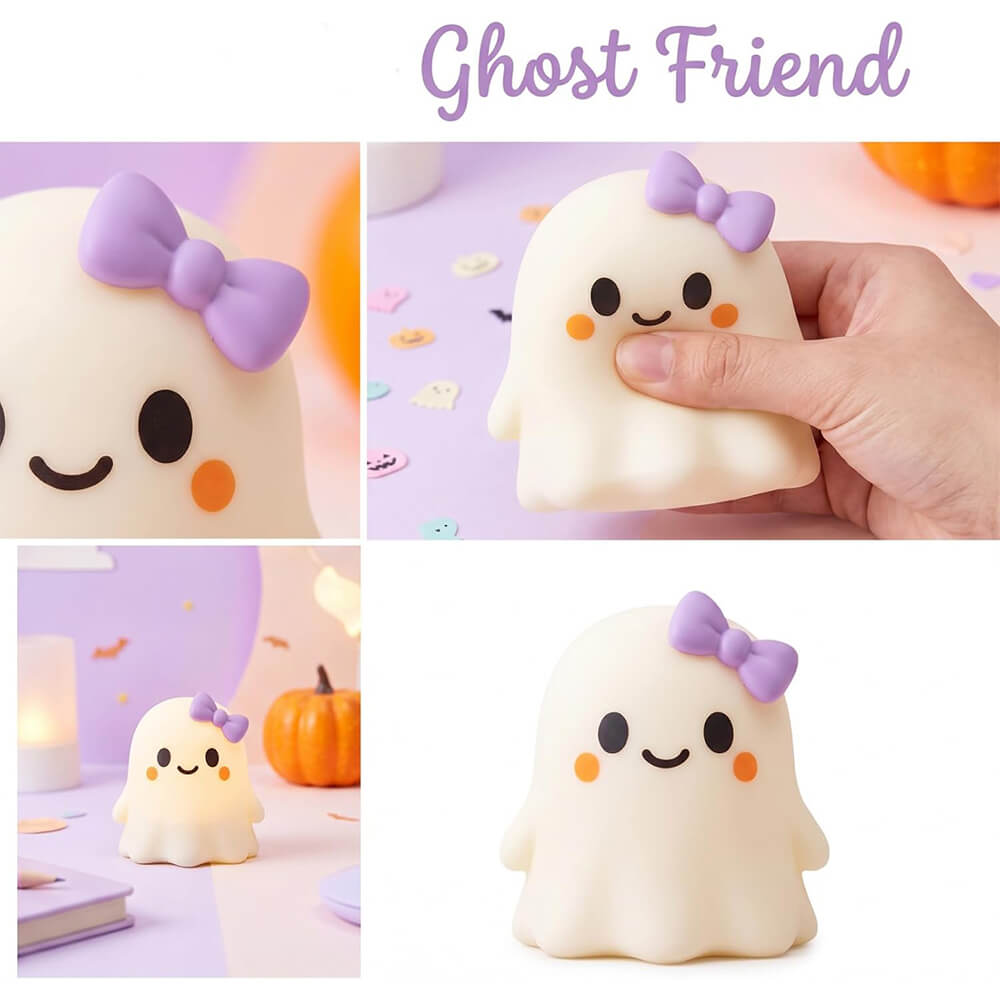 5.12'' Halloween Squishies Cute Ghost Squishy Toy Stress Relief Silicone Fidget Toy for Party Favors & Gifts