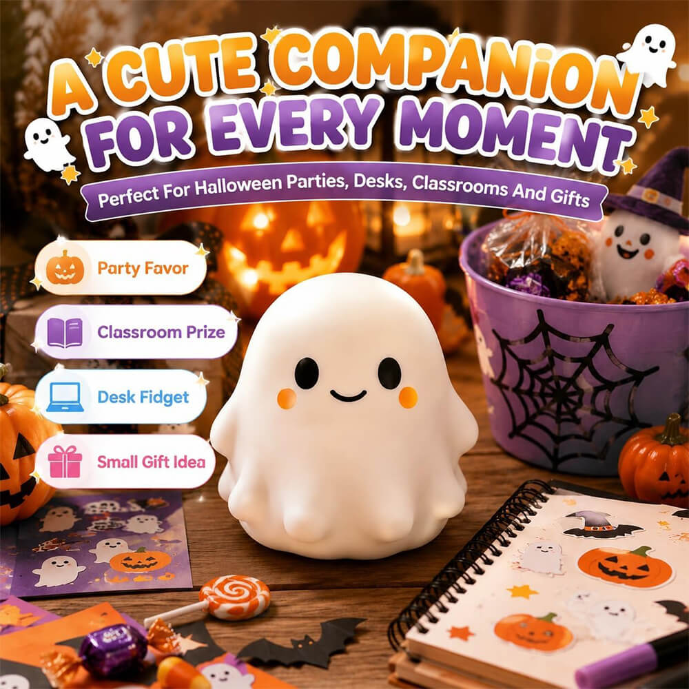 5.12'' Halloween Squishies Cute Ghost Squishy Toy Stress Relief Silicone Fidget Toy for Party Favors & Gifts