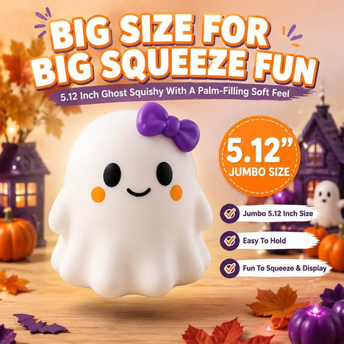 5.12'' Halloween Squishies Cute Ghost Squishy Toy Stress Relief Silicone Fidget Toy for Party Favors & Gifts