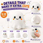 5.12'' Halloween Squishies Cute Ghost Squishy Toy Stress Relief Silicone Fidget Toy for Party Favors & Gifts