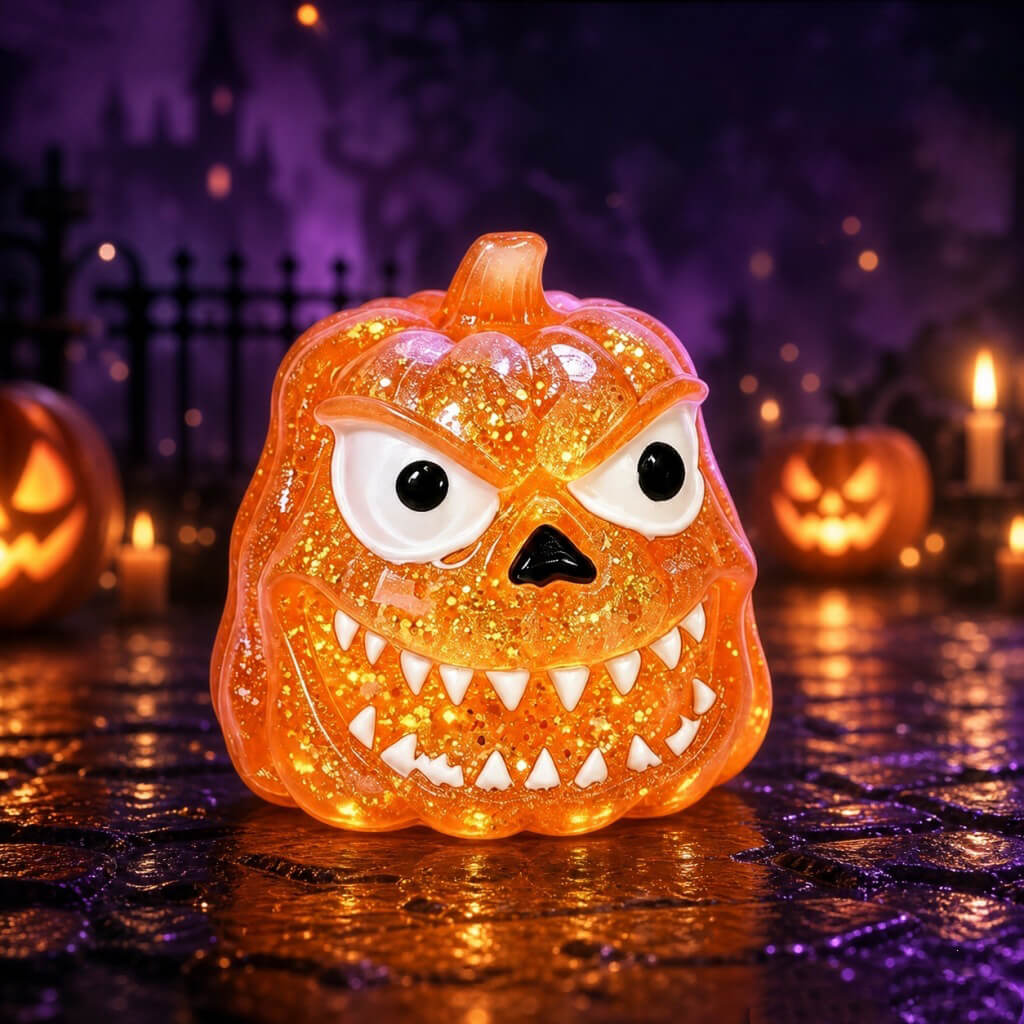 Halloween Squishies Glitter Clear Pumpkin Skull Slow Rebound Squishy Toy For Holiday Gifts