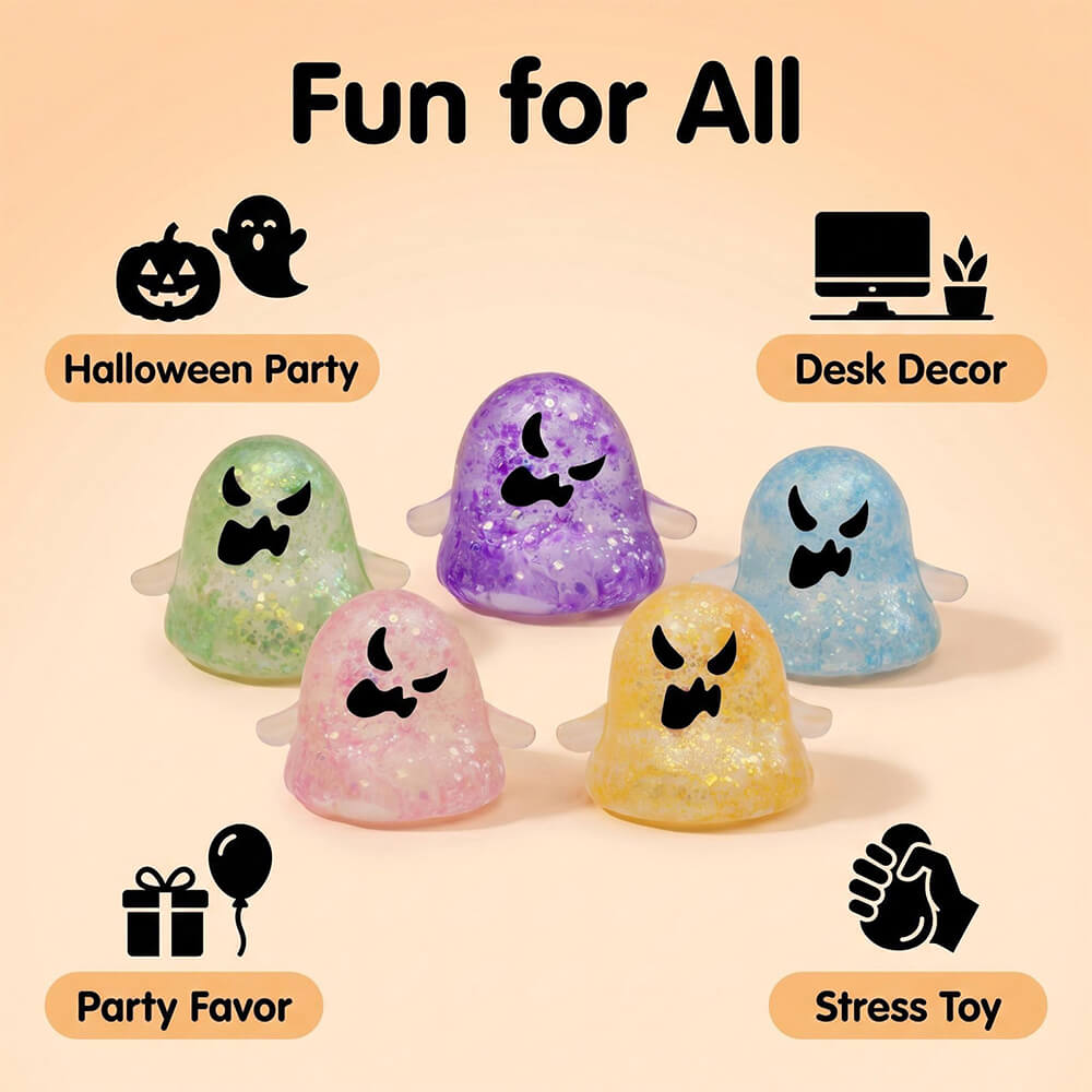 3.15'' Halloween Squishies Glitter Ghost Squishy Toy Relief Squeeze Toys For Kids and Adults