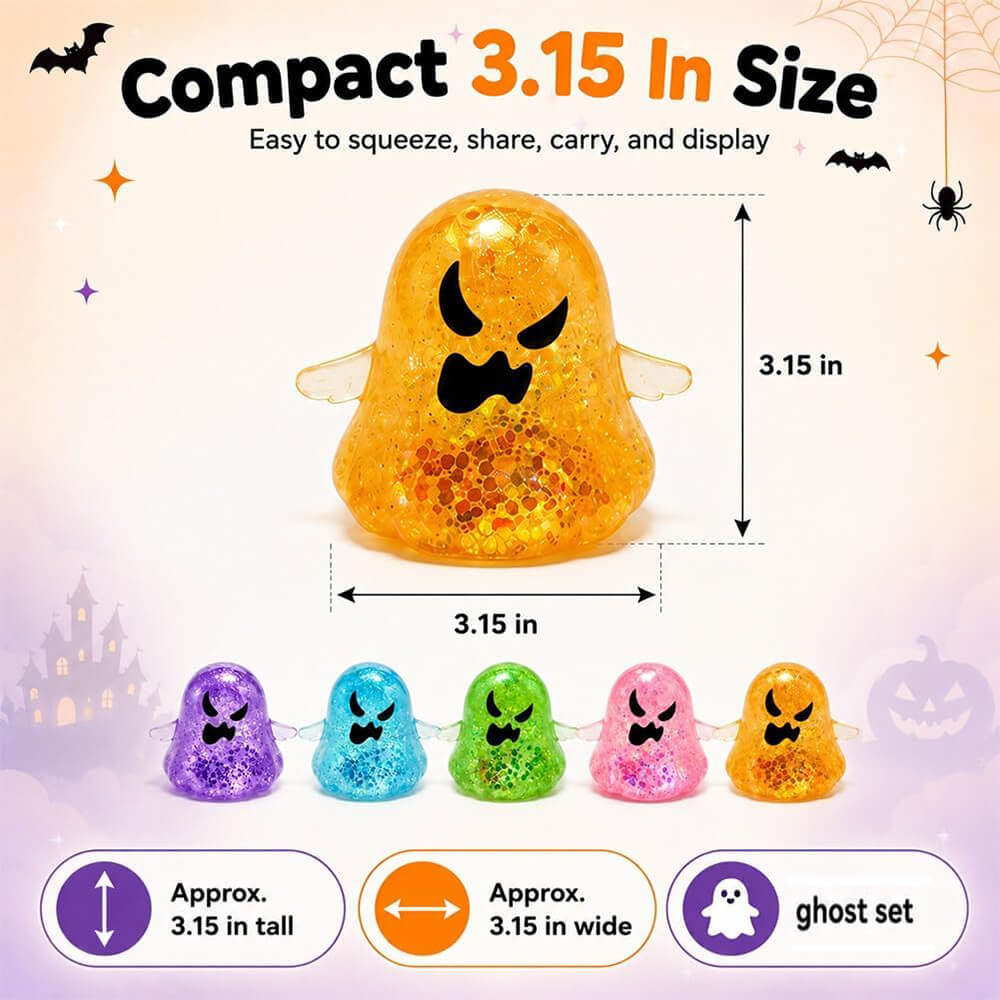 3.15'' Halloween Squishies Glitter Ghost Squishy Toy Relief Squeeze Toys For Kids and Adults