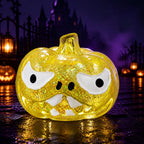 2.76‘’ Halloween Squishies Transparent Glitter Pumpkin TPR Slow Rebound Squishy Stress Relief Fidget Toy with Spooky Face