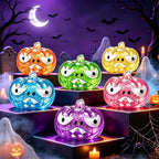 2.76‘’ Halloween Squishies Transparent Glitter Pumpkin TPR Slow Rebound Squishy Stress Relief Fidget Toy with Spooky Face
