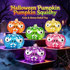 2.76‘’ Halloween Squishies Transparent Glitter Pumpkin TPR Slow Rebound Squishy Stress Relief Fidget Toy with Spooky Face