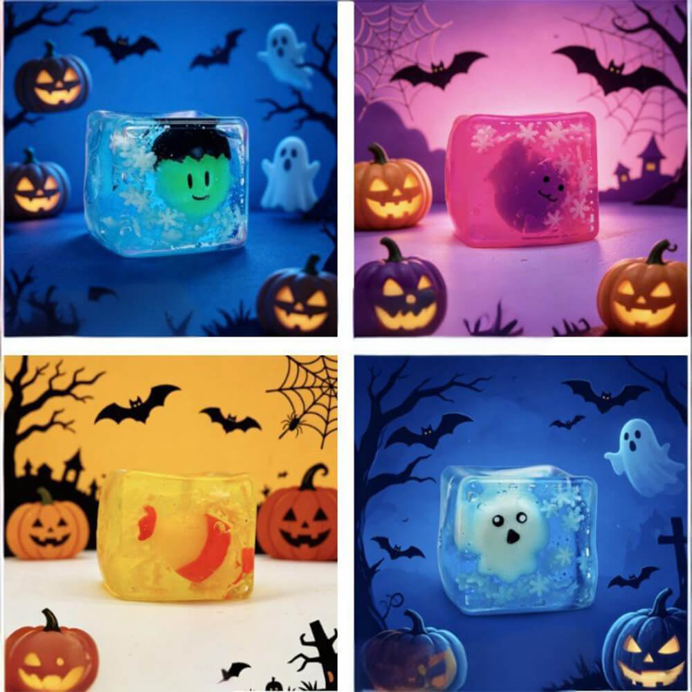 2.17'' Halloween Squishies 4pcs Transparent Glow-in-the-Dark Squishy Toy Squeeze Stress Relief Toy For Holiday Gift