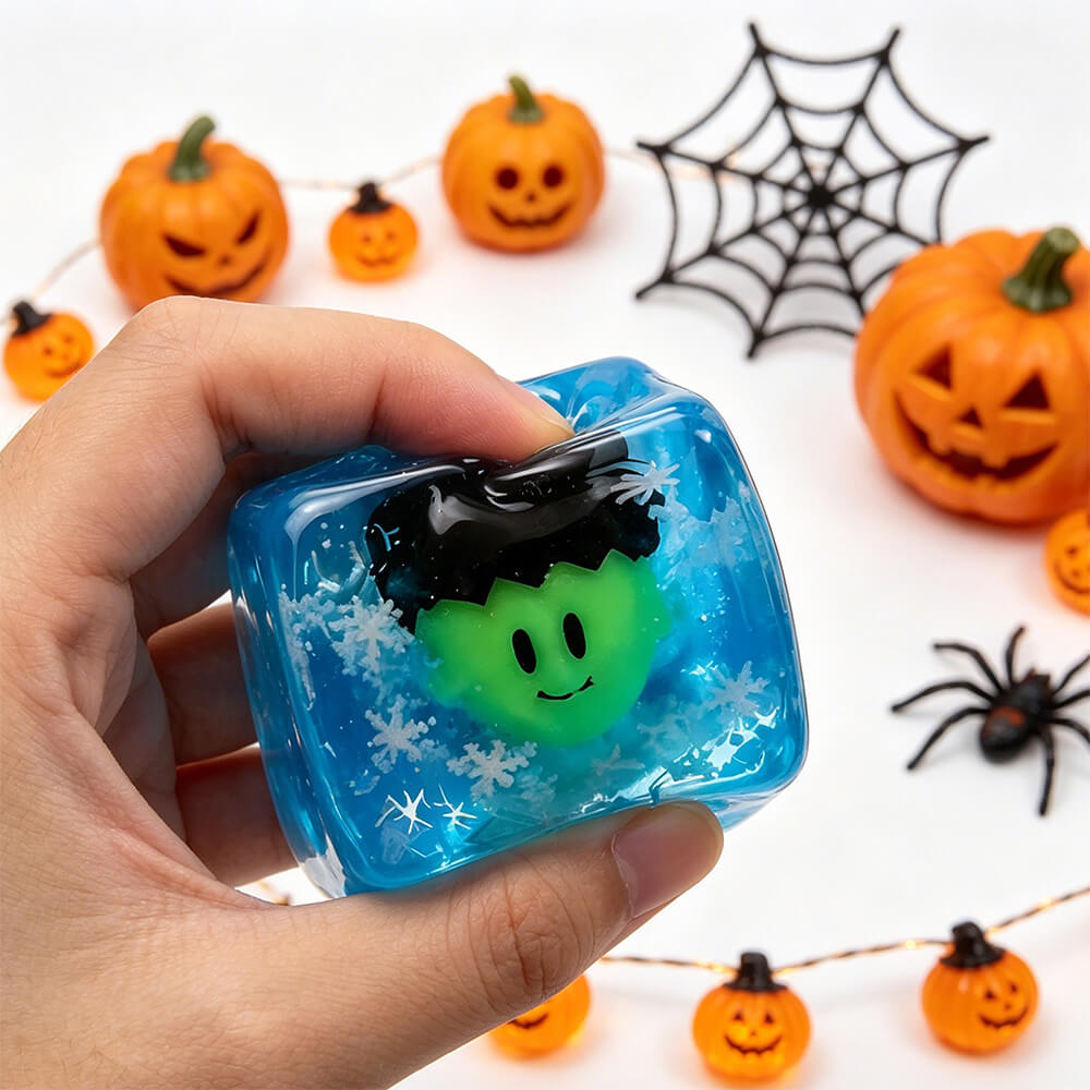 2.17'' Halloween Squishies 4pcs Transparent Glow-in-the-Dark Squishy Toy Squeeze Stress Relief Toy For Holiday Gift