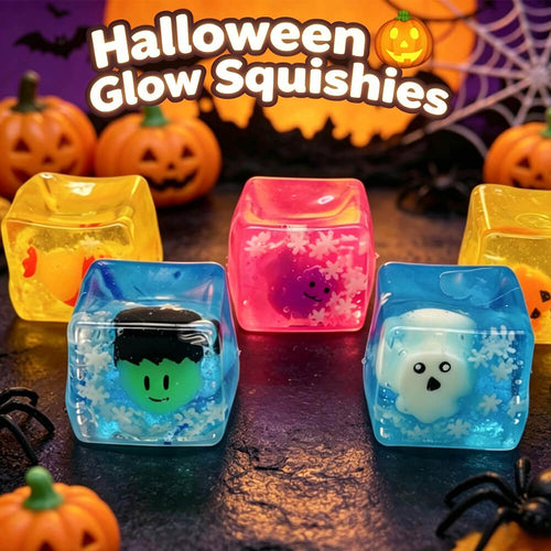 2.17'' Halloween Squishies 4pcs Transparent Glow-in-the-Dark Squishy Toy Squeeze Stress Relief Toy For Holiday Gift