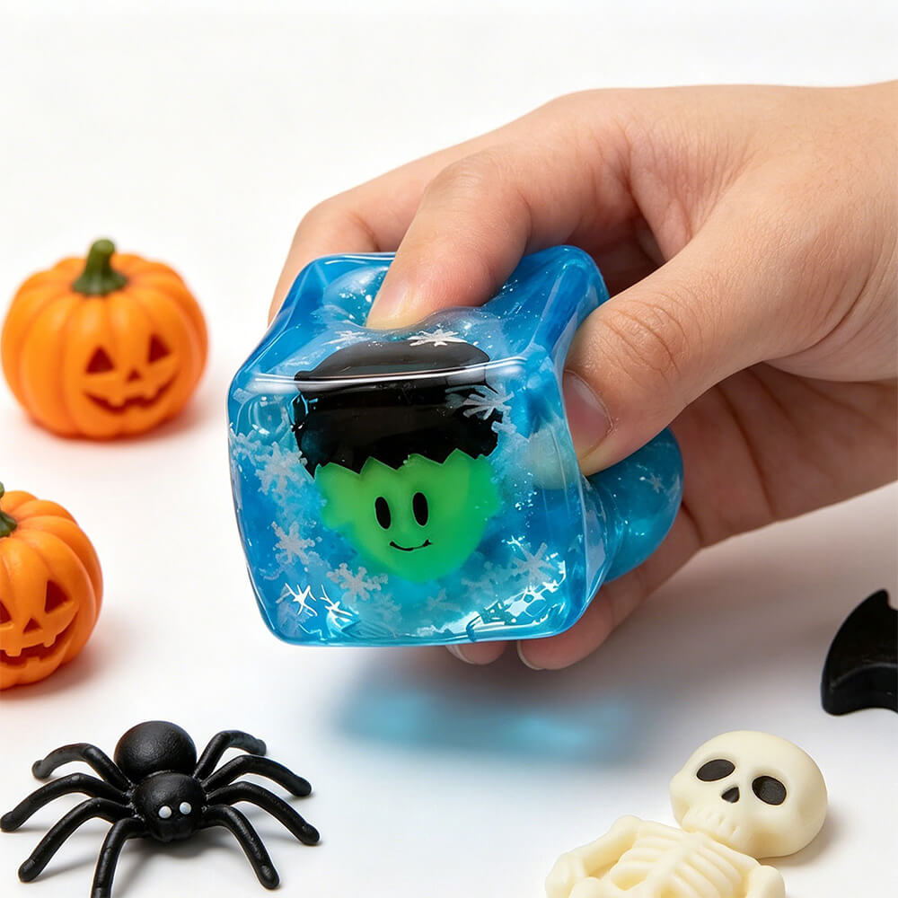 2.17'' Halloween Squishies 4pcs Transparent Glow-in-the-Dark Squishy Toy Squeeze Stress Relief Toy For Holiday Gift