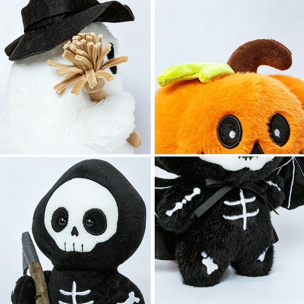 Halloween Stuffed Animals Set Ghost Skeleton Bat Pumpkin Soft Plush Toy for Holiday Decor and Gifts