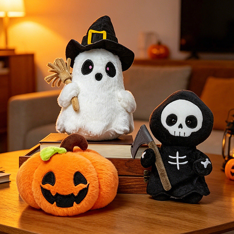 Halloween Stuffed Animals Set Ghost Skeleton Bat Pumpkin Soft Plush Toy for Holiday Decor and Gifts