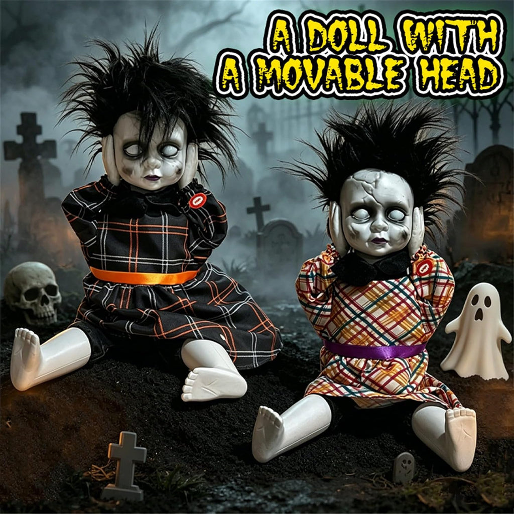 14.96'' Halloween Toy Electric Head‑Lifting Horror Doll with Light and Sound Halloween Decor Prop