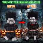 14.96'' Halloween Toy Electric Head‑Lifting Horror Doll with Light and Sound Halloween Decor Prop