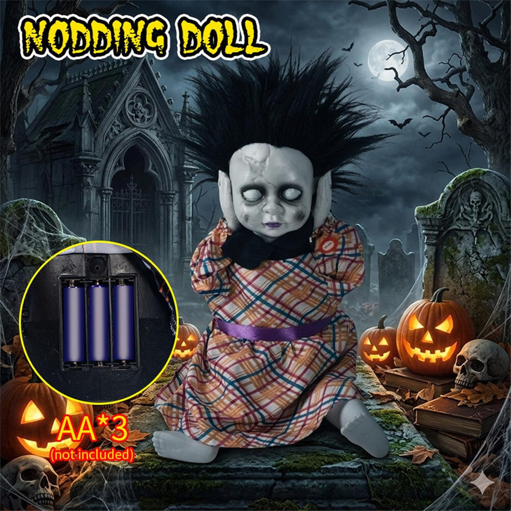 14.96'' Halloween Toy Electric Head‑Lifting Horror Doll with Light and Sound Halloween Decor Prop